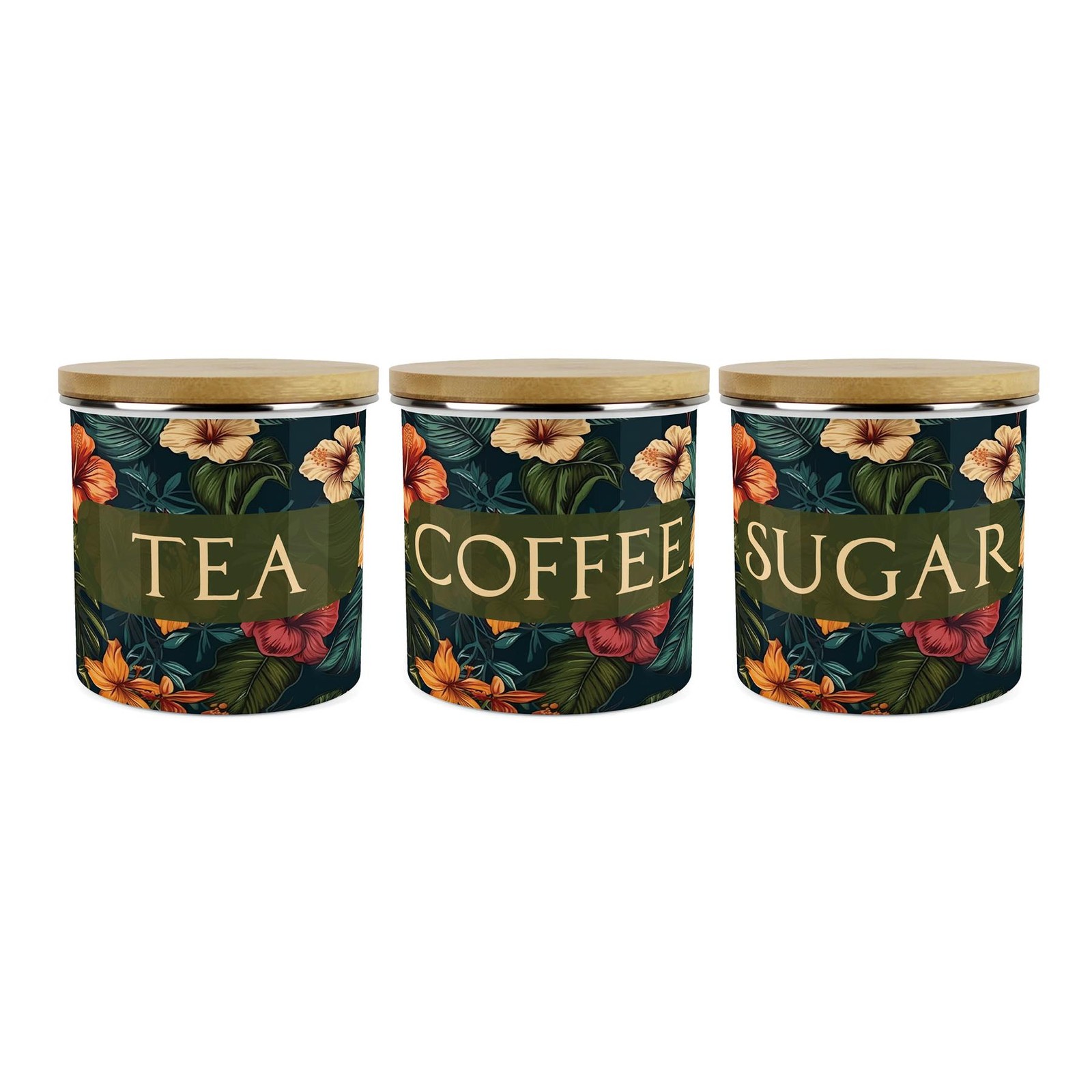Purely Home Hibiscus Tea, Coffee & Sugar Canister Set - Enamel - Image 2