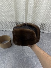 Soviet Vintage Mink Hat Ushanka Warm Winter Brown Hat, USSR size 56