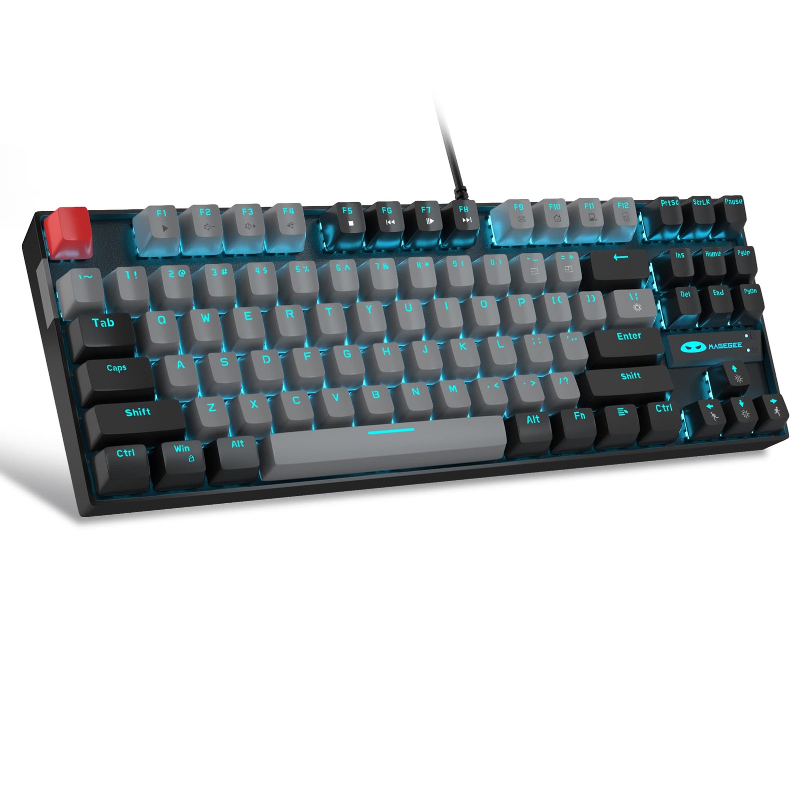 75 TKL Mechanical Keyboard, 87 Keys, Grey/Black, Blue Switch