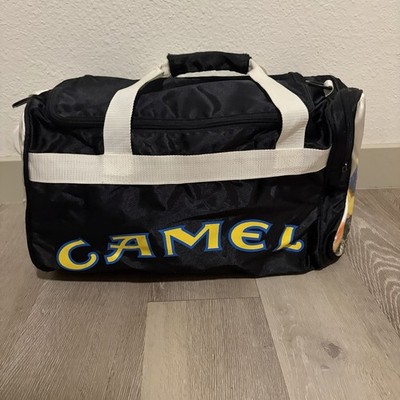 VINTAGE 90s Camel Duffel Bag Joe Camel Motorcycle Cigarettes Graphic Print Nylon