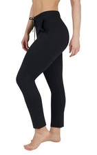 Womens Straight Leg Pant High Waisted Yoga Workout Pants - Black - Large
