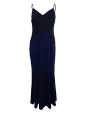 Lauren by Ralph Lauren Women's Lace-Overlay Jersey Gown (8, Indigo Black)