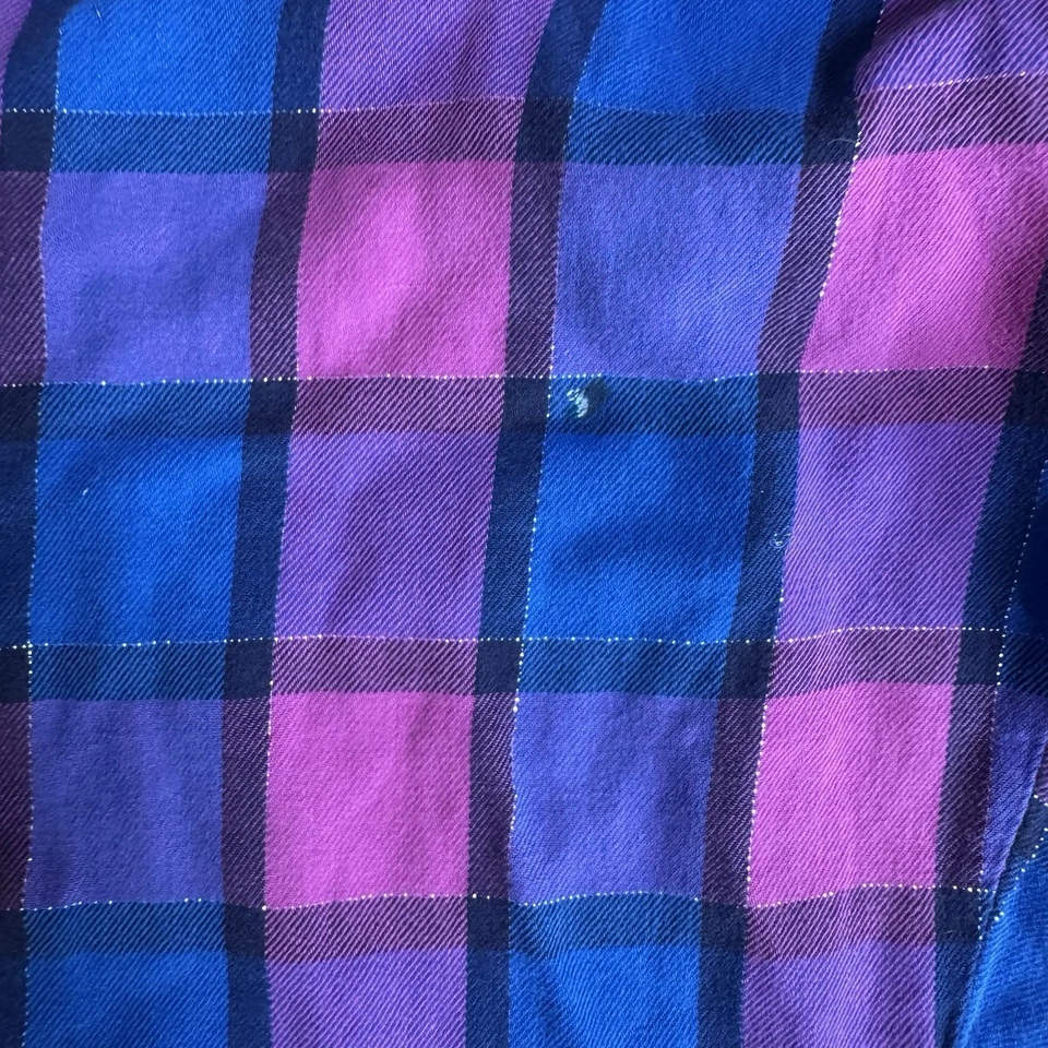 Pantalones de pijama vintage Y2K rosa azul franela a cuadros adornados niñas XL mujeres S Foto 3 de 4