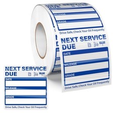 500 PCS Oil Change Stickers Vinyl 2 Inches Clear Next Service Due Reminder Blue