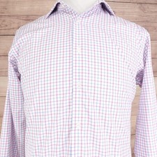 Pronto Uomo Dress Shirt Mens 16 34/35 Check Plaid Non Iron Slim Fit