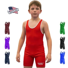 Exxact Sports Plain Youth Wrestling Singlets for Boys, Powerlifting Singlet
