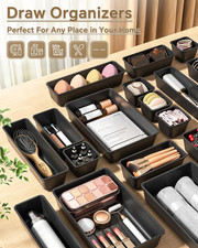 25 PCS Plastic Drawer Organizers Set, 4 Sizes Vanity Organizer, Makeup and De...