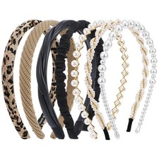 7 PCS Pearl Headbands for Women Non Slip Elegant Hair Bands Set Gift Idea