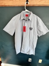 Rare Hugo Boss Men s Ebor Panda Logo Shirt Black Short Sleeve Button Down Large