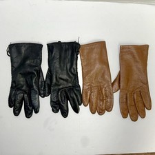 Vintage Womens Driving Gloves Lined Leather Sz 7.5 2 Pairs Of Ladies Gloves A4 
