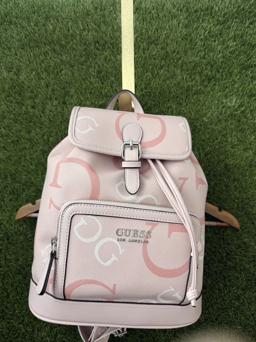 GUESS Selah Peony Multi Pink Logo Drawstring Backpack w 