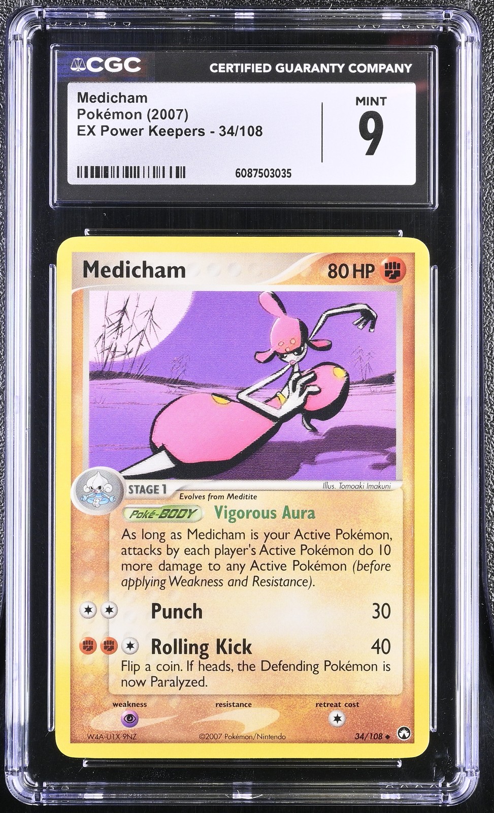 2007 EX Power Keepers Pokemon Medicham CGC 9 34/108