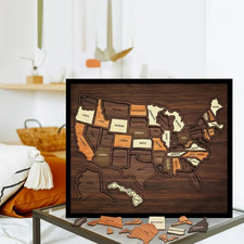 USA Travel Map, Wooden USA Map Puzzle, Perfect Wooden USA Wall Art Travel, D cor