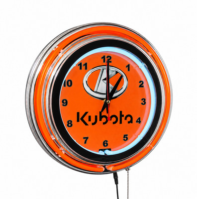 15'' Kubota Tractor Farm Machinery Sign Orange Double Neon Wall Clock Man Cave