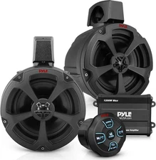 Pyle 6.5'' Water-Resistant Marine Off-Road Speakers - 1200 Watt Amplifier