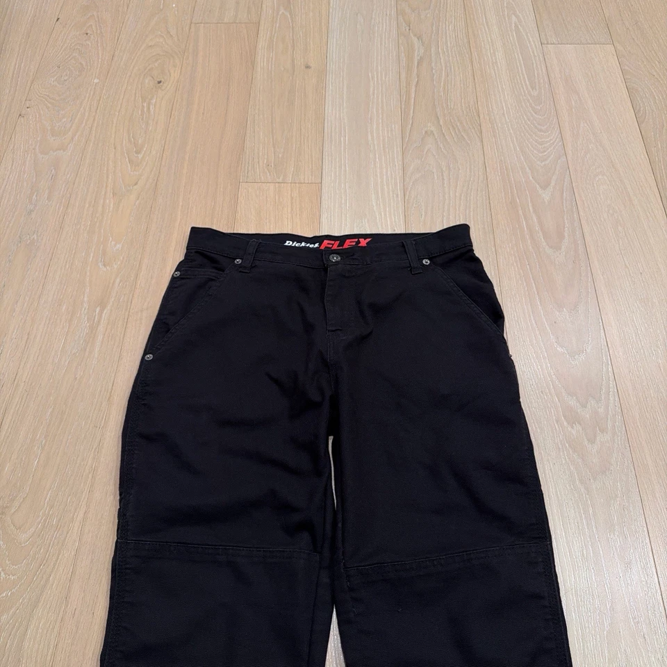 Calça de Trabalho Vintage Dickies Flex Preta Joelho Duplo 30x30 EXCELENTE ESTADO - Imagem 3 de 4