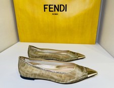 Ballerine Fendi Colibri FF rete oro logo a punta metallo inciso taglia 37