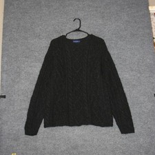 J. Crew Cable Knit Sweater Mens M Charcoal Grey 100 Wool Pullover Crewneck