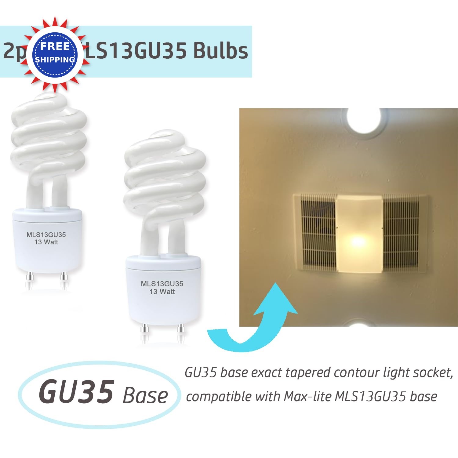 2pack 13G 13g Soft White Spiral Light Bulb Replacement for Panasonic VQL5