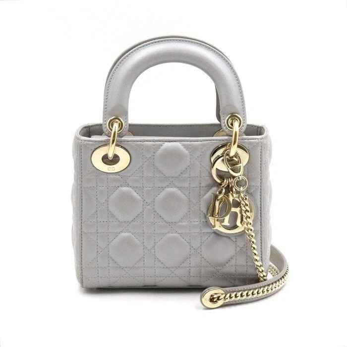 Mini sac fourre tout Dior Lady gris avec chaîne dorée sac bandoulière aa48521 126908505