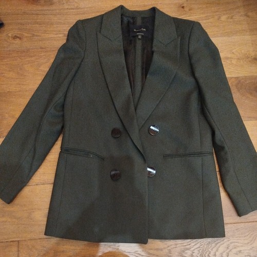 Massimo Dutti, Massimo Dutti Green 100% Wool Lined Blazer Coat Size EU 38 New Without Tags