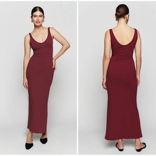 Reformation Womens Organic Cotton Tyra Knit Maxi Dress Size L Chianti Scoop Neck