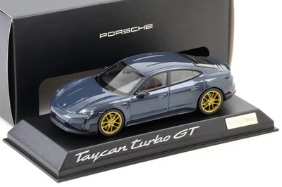 Norev 1:43 Porsche Taycan Turbo GT (J1.2) Bleu Clair Métallisé Roues Or - Photo 1/3