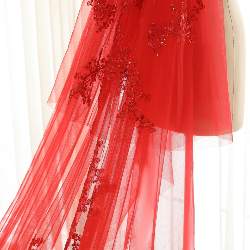 Красный лист вуаль блестящий кружева листья свадебный аксессуар Royal Custom вуаль - Изображение 4 из 4