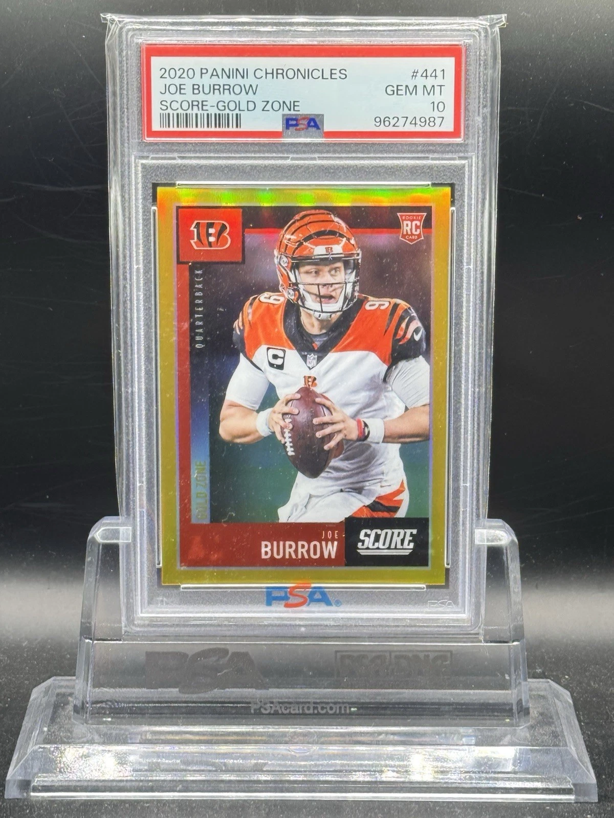 Joe Burrow Panini Chronicles Score #441 Gold Zone