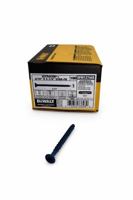 DEWALT Tapcon Concrete Screws 3/16 x 2-1/4 T25 Star Flat Head 100 Pack Blue