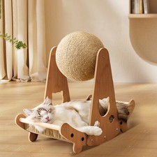 Large Cat Scratcher Lounge Scratching Board with Ball Toys Tower Sleeping Bed UK