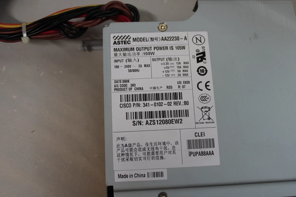 ASTEC Netzteil  AA22230-A  max. 105W  Cisco 341-0102-02 - Bild 2 von 4