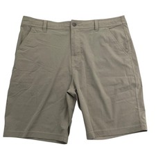 PrAna Shorts Mens 38 Beige Chino Microfiber Stretch Drawstring Pockets 8 Inseam