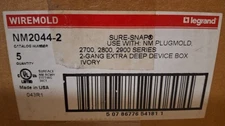 Wiremold NM2044-2 Extra Deep 2-Gang Device Box Ivory 5-Pack New Sealed