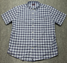 UNTUCKit Trotanoy Shirt Mens 2XL Reg Fit Blue Plaid Short Sleeve Button Up New