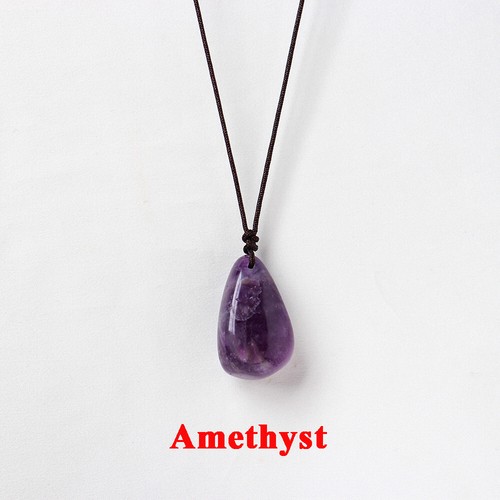 Natural Water Drop Oval Energy Healing Crystal Gemstone Pendant Necklace Jewelry - Picture 14 of 26