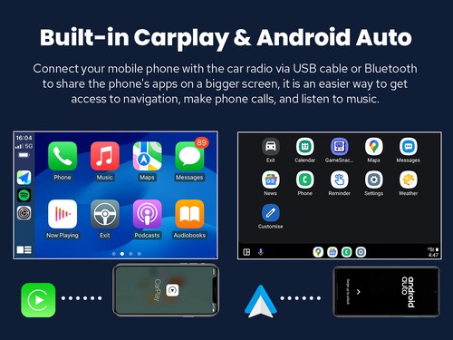 10.1-inch CarPlay Android Auto Car Stereo 4+64GB Android 13 Support Front Camera - Picture 9 of 16