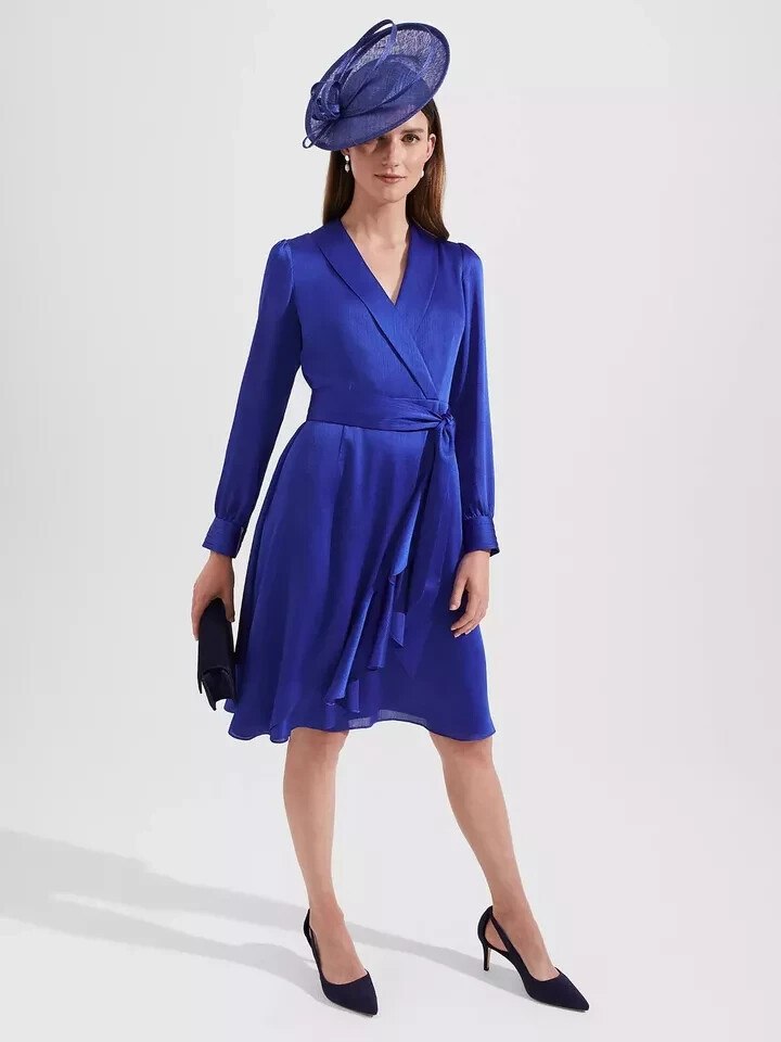 RRP£189 NEW Wrap Dress size 14 Blue image 4