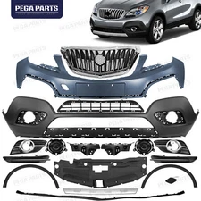 Front Bumper Cover Upper Lower Grille Fog Light Set For 2013-2016 Buick Encore