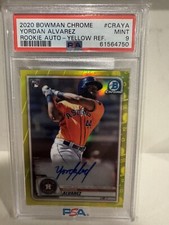 2020 Bowman Chrome Yordan Alvarez Rookie Yellow Refractor Auto /75 PSA 9!