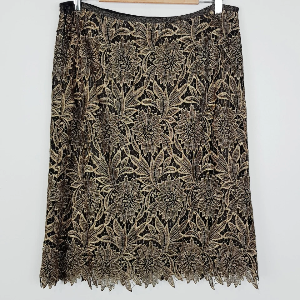 [ESCADA] Falda de encaje floral dorado para mujer | Talla EUR 42 o AU 14 / US 10 Foto 4 de 4