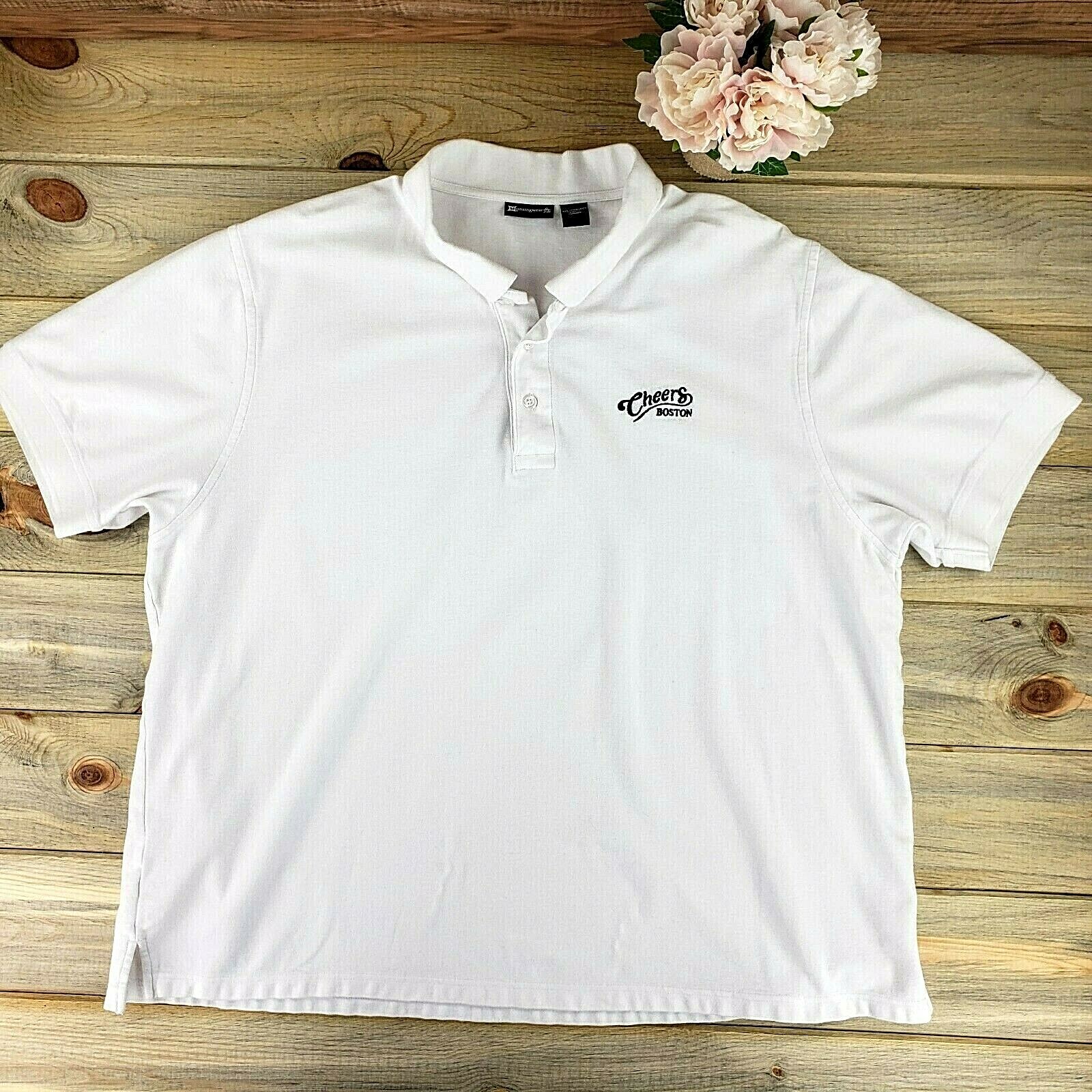 Vintage Cheers Bar Boston White Embroidered S/S P… - image 1