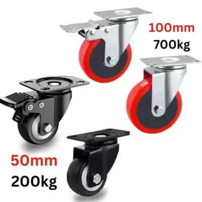 CASPERI Swivel Castor 50-100mm Heavy Duty Wheels Trolley Furniture Casters Upto 700kg