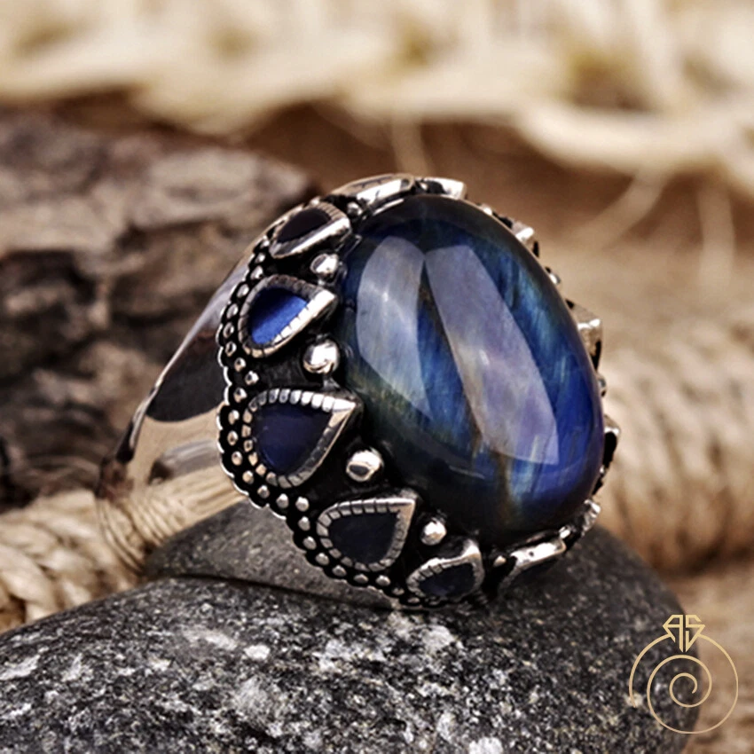 Tiger's Eye Glowstone Ring on Black Ceramic | Patrick Adair Designs