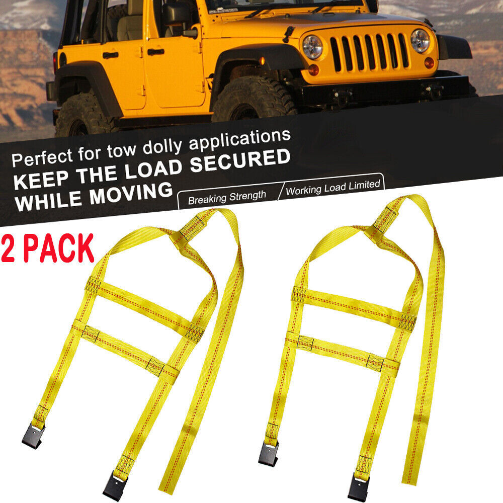 Car Dolly Wheel Net Tire Basket Tow Adjustable Straps J-Hook Tie - Foto 4