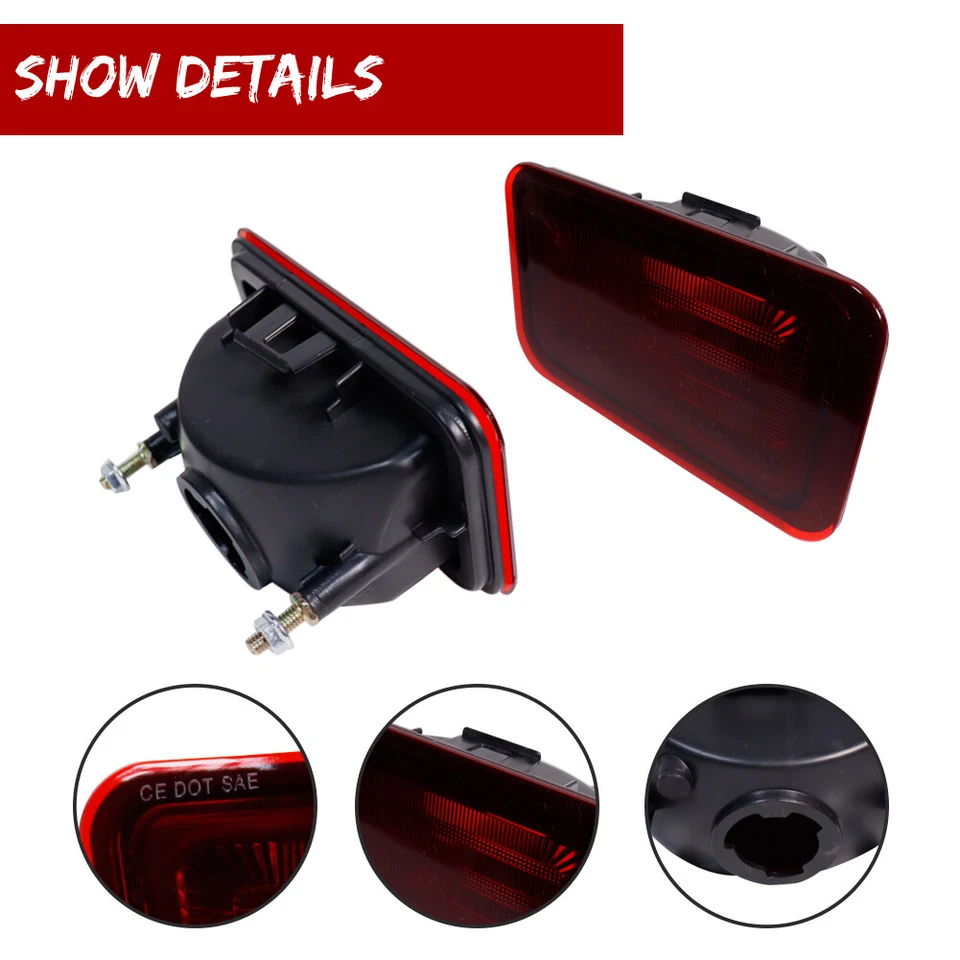 Lámparas de luz trasera reflectores de parachoques trasero lente roja especificaciones originales para Hummer H2 2005-2009 Foto 3 de 4