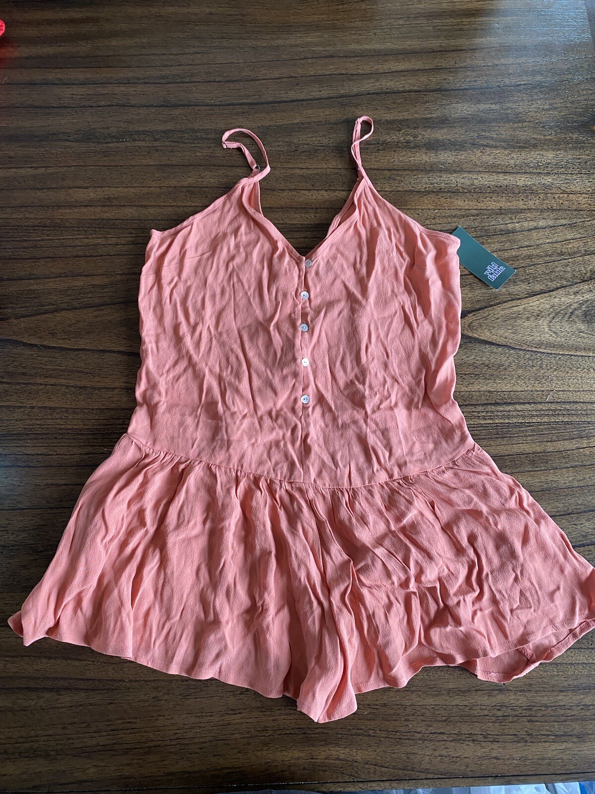 Women's Sleeveless ButtonFront Romper Wild Fable Orange size XS eBay