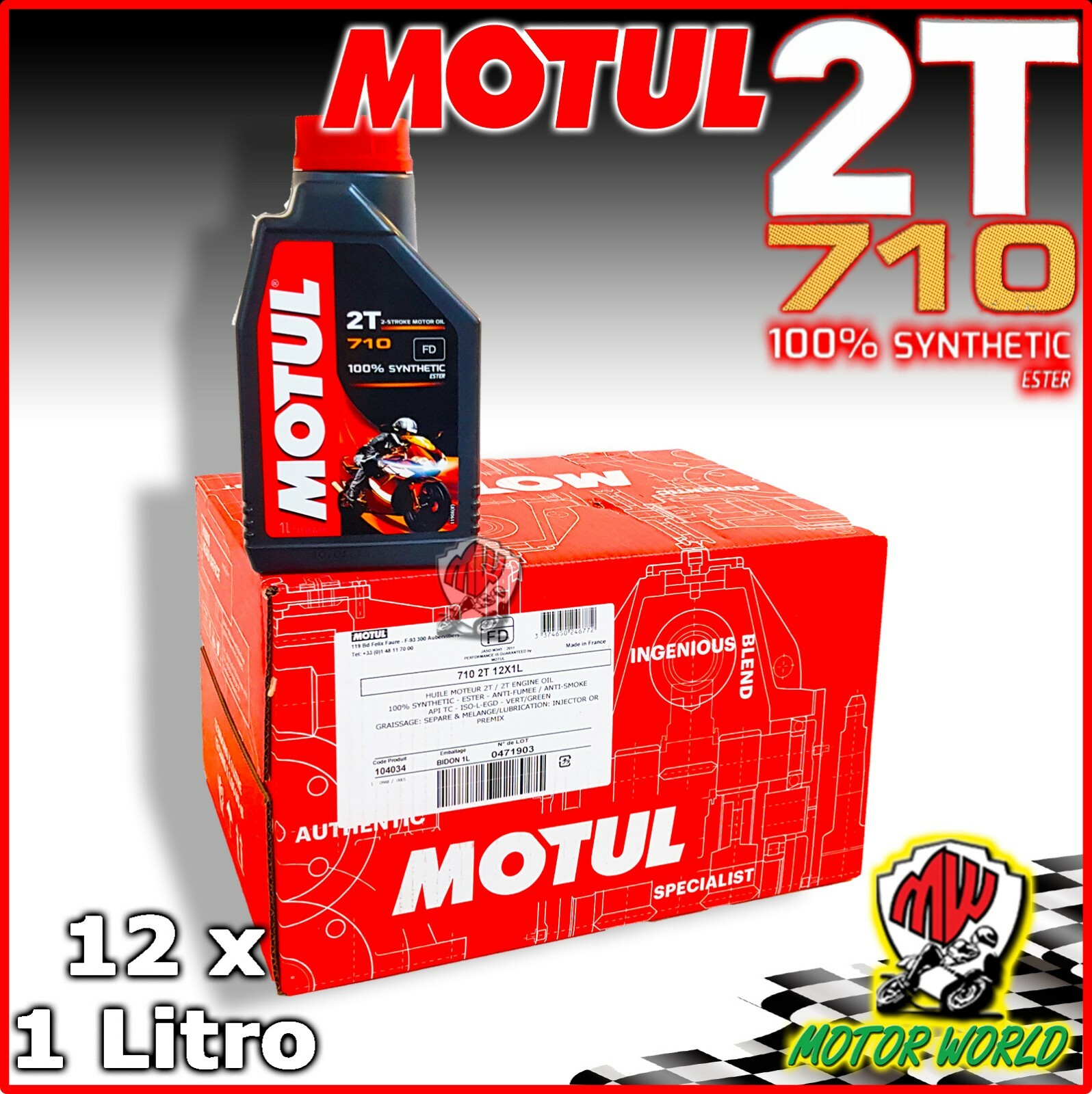 Aceite Motor Motul 710 2T 100% Sintético - 12 Litros Lt Mezcla Scooter