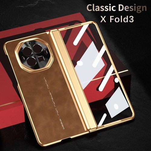 For vivo X Fold3 /Pro Luxury Hybrid Retro Leather Plating Glass Film Case Cover  - Picture 5 of 18