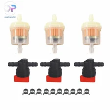 3x 1/4" In Line Fuel Gas Filter Shut Cut Off Valve Clamp Kit